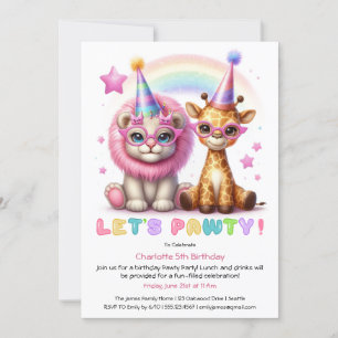 Invitation Parties scintillant Safari Anniversaire Adorable L