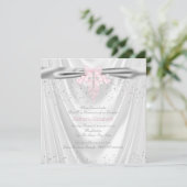 Invitation Parties scintillant satinée blanche Croix rose pre (Debout devant)