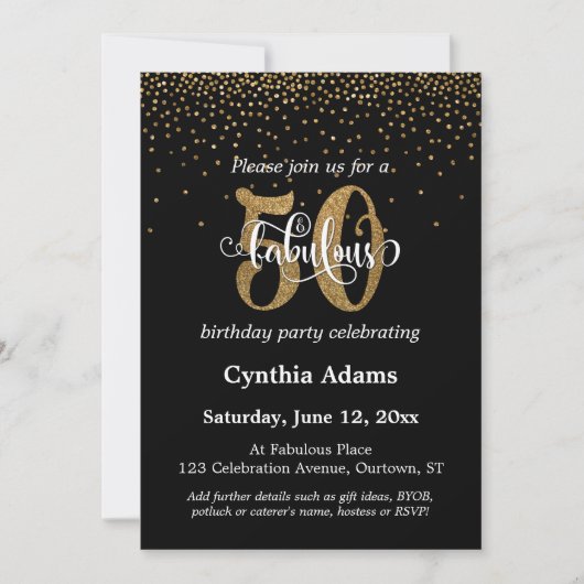 Invitation Parties scintillant & Script 50 & Fabuleux sur Noi (Devant)