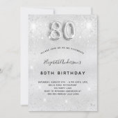 Invitation parties scintillant silve 80e anniversaire scintil (Devant)