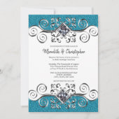 Invitation Parties scintillant Silver Bling Turquoise Bleu Fa (Devant)