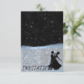 Invitation Parties scintillant Silver Blue Night Sky Starry D (Debout devant)