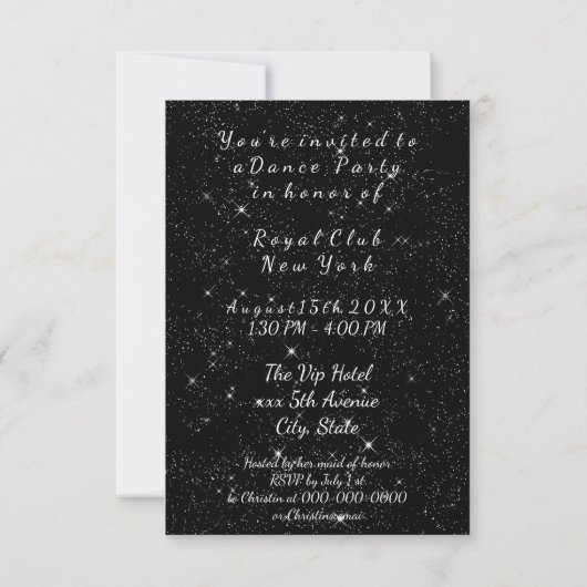 Invitation Parties scintillant Silver Blue Night Sky Starry D (Dos)