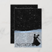 Invitation Parties scintillant Silver Blue Night Sky Starry D (Devant / Derrière)