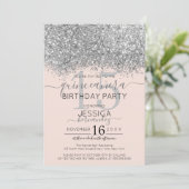 Invitation Parties scintillant Silver Blush de luxe Confetti  (Debout devant)