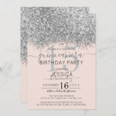Invitation Parties scintillant Silver Blush de luxe Confetti  (Devant / Derrière)