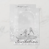 Invitation Parties scintillant Silver Diamond Verre Chaussure (Devant / Derrière)