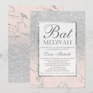 Invitation PARTIES SCINTILLANT SIlver élégante Bat mitzvah en