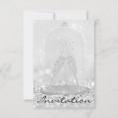 Invitation Parties scintillant Silver Glass Bubbles Champagne (Devant)