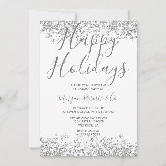 Invitation PARTIES SCINTILLANT SIlver Joyeux jours fériés ou  (Devant)