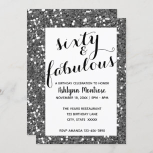 Invitation Parties scintillant Silver Sixty & Fabulous