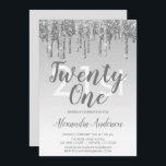 Invitation Parties scintillant Silver Sparkle 21ème anniversa<br><div class="desc">Parties scintillant d'étincelle et de goutte d'argent Ombre Fille fête d'anniversaire 21e (vingt et unième) Invitation de fête d'anniversaire. Cette invitation moderne de vingt et un 21 ans est parfaite pour la Glam Parties scintillant Girly Party qui cherche à célébrer dans le style. Veuillez contacter le concepteur pour les articles...</div>