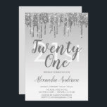 Invitation Parties scintillant Silver Sparkle 21ème anniversa<br><div class="desc">Parties scintillant d'étincelle et de goutte d'argent Ombre Fille fête d'anniversaire 21e (vingt et unième) Invitation de fête d'anniversaire. Cette invitation moderne de vingt et un 21 ans est parfaite pour la Glam Parties scintillant Girly Party qui cherche à célébrer dans le style. Veuillez contacter le concepteur pour les articles...</div>