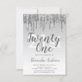 Invitation Parties scintillant Silver Sparkle 21ème anniversa (Devant)