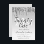 Invitation Parties scintillant Silver Sparkle 21ème anniversa<br><div class="desc">Parties scintillant d'étincelle et de goutte d'argent Ombre Fille fête d'anniversaire 21e (vingt et unième) Invitation de fête d'anniversaire. Cette invitation moderne de vingt et un 21 ans est parfaite pour la Glam Parties scintillant Girly Party qui cherche à célébrer dans le style. Veuillez contacter le concepteur pour les articles...</div>