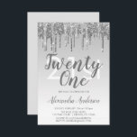 Invitation Parties scintillant Silver Sparkle 21ème anniversa<br><div class="desc">Parties scintillant d'étincelle et de goutte d'argent Ombre Fille fête d'anniversaire 21e (vingt et unième) Invitation de fête d'anniversaire. Cette invitation moderne de vingt et un 21 ans est parfaite pour la Glam Parties scintillant Girly Party qui cherche à célébrer dans le style. Veuillez contacter le concepteur pour les articles...</div>
