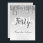 Invitation Parties scintillant Silver Sparkle 40e anniversair<br><div class="desc">Argent Étincelle et Parties scintillant de goutte Ombre Fille Anniversaire Fête 40e Anniversaire Invitation. Cette invitation moderne de 40 ans est parfaite pour la Fête Fille Parties scintillant Sparkle moderne et élégant qui cherche à célébrer dans le style. Veuillez contacter le concepteur pour les articles customisés correspondants.</div>