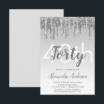 Invitation Parties scintillant Silver Sparkle 40e anniversair<br><div class="desc">Argent Étincelle et Parties scintillant de goutte Ombre Fille Anniversaire Fête 40e Anniversaire Invitation. Cette invitation moderne de 40 ans est parfaite pour la Fête Fille Parties scintillant Sparkle moderne et élégant qui cherche à célébrer dans le style. Veuillez contacter le concepteur pour les articles customisés correspondants.</div>