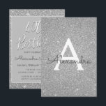 Invitation Parties scintillant Silver Sparkle 40e anniversair<br><div class="desc">Luxury Silver Sparkle Parties scintillant Girly Birthday Party Monogramme Nom et initiale 40th Birthday Party Invitation. Cette invitation de 40 ans est parfaite pour la Parties scintillant Silver Sparkle Girly Party qui cherche à célébrer en argent.</div>