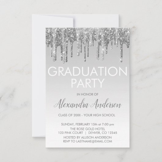 Invitation Parties scintillant Silver Sparkle Graduation Part (Devant)