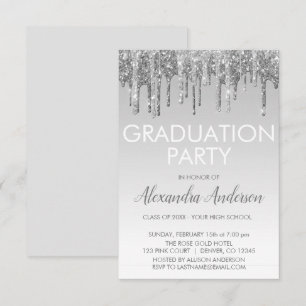 Invitation Parties scintillant Silver Sparkle Graduation Part