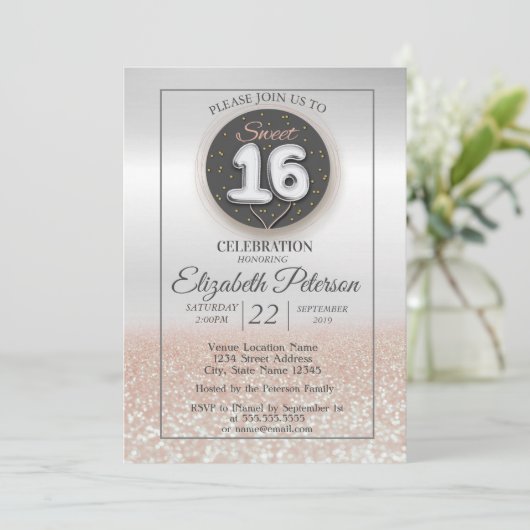 Invitation Parties scintillant Silver tendance Bokeh Ombre, S (Debout devant)