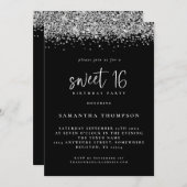 Invitation Parties scintillant Silver tendance Sweet 16 Anniv (Devant / Derrière)