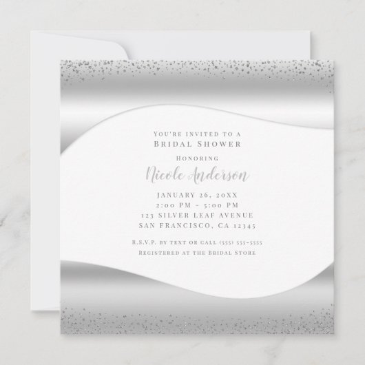 Invitation Parties scintillant Silver Wave Sparkle Fête des m (Devant)