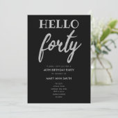 Invitation Parties scintillant simple en argent "Hello Quarty (Debout devant)