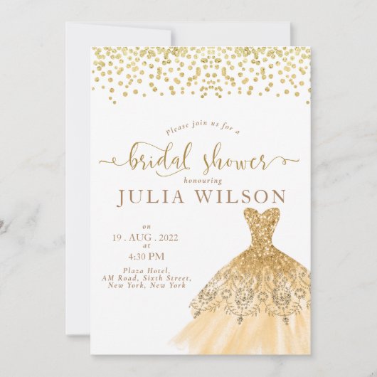 Invitation Parties scintillant simple en feuille dorée frise  (Devant)