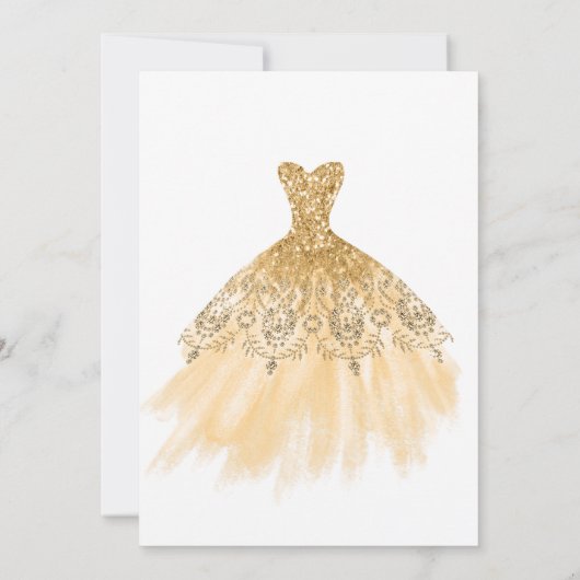 Invitation Parties scintillant simple en feuille dorée frise  (Dos)