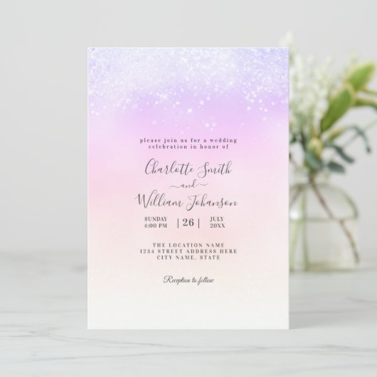 Invitation Parties scintillant simple romantique Élégant Mari (Debout devant)