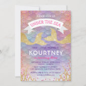 Invitation Parties scintillant Sirène sous la mer fête d'anni (Devant)