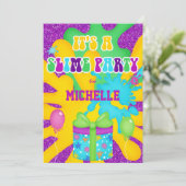 Invitation Parties scintillant Slime coloré Anniversaire Fête (Debout devant)