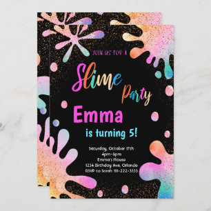 Invitation Parties scintillant Slime Party Anniversaire Invit