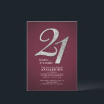 Invitation Parties scintillant Sliver 21e fête d'anniversaire<br><div class="desc">Carte postale Parties scintillant Argent 21st Birthday Party Burgundy Invitation Vous pouvez facilement customiser avec les détails de votre fête en cliquant sur le bouton "Personnaliser". La parties scintillant "21" et l'arrière - plan est définie tandis que vous pouvez facilement modifier les polices, le texte et la disposition en cliquant...</div>
