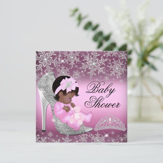 Invitation Parties scintillant Snowflake Chaussure Baby showe (Debout devant)