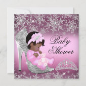Invitation Parties scintillant Snowflake Chaussure Baby showe (Devant)
