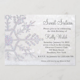 Invitation Parties scintillant Snowflakes Sweet 16 hiver Invi