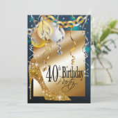 Invitation Parties scintillant Stiletto Balloons 21e annivers (Debout devant)