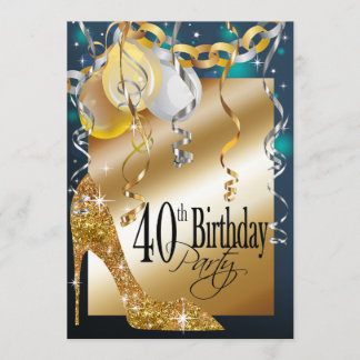 Invitation Parties scintillant Stiletto Balloons 21e annivers