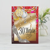 Invitation Parties scintillant Stiletto Balloons rouge 21e an (Debout devant)