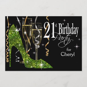 Invitation Parties scintillant Stiletto Champagne 21e chaux d