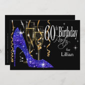 Invitation Parties scintillant Stiletto Champagne 60e anniver (Devant / Derrière)
