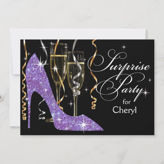 Invitation Parties scintillant Stiletto Champagne Surprise An (Devant)