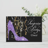 Invitation Parties scintillant Stiletto Champagne Surprise An (Debout devant)