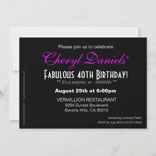 Invitation Parties scintillant Stiletto Champagne Surprise An (Dos)
