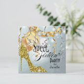 Invitation Parties scintillant Stiletto Silver Foil Sweet 16  (Debout devant)