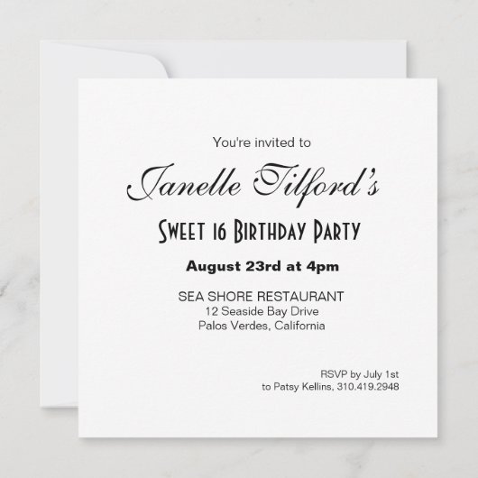 Invitation Parties scintillant Stiletto Silver Foil Sweet 16 (Dos)