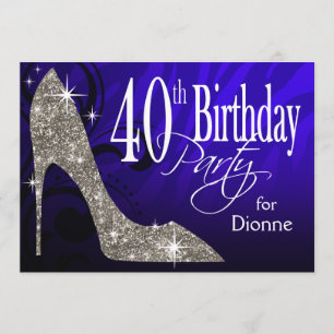 Invitation Parties scintillant Stiletto Zebra 40e anniversair